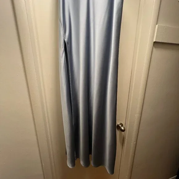 Show Me Your MuMu Anderson Maxi Dress Steel Blue Luxe Satin - Bridesmaid - Picture 5 of 8